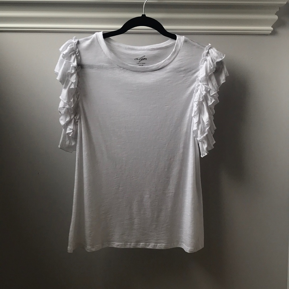White shirt with ruffled sleeves